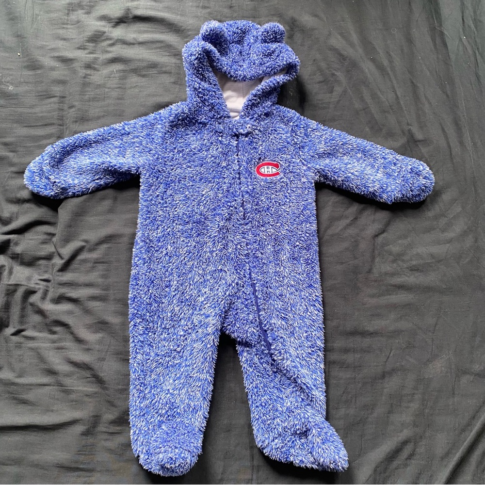 NHL Plush Blue Hooded One-Piece Baby Footie
